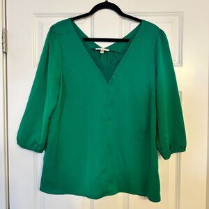 Skies Are Blue Kelly’s Green Double V-Neck Blouse - L